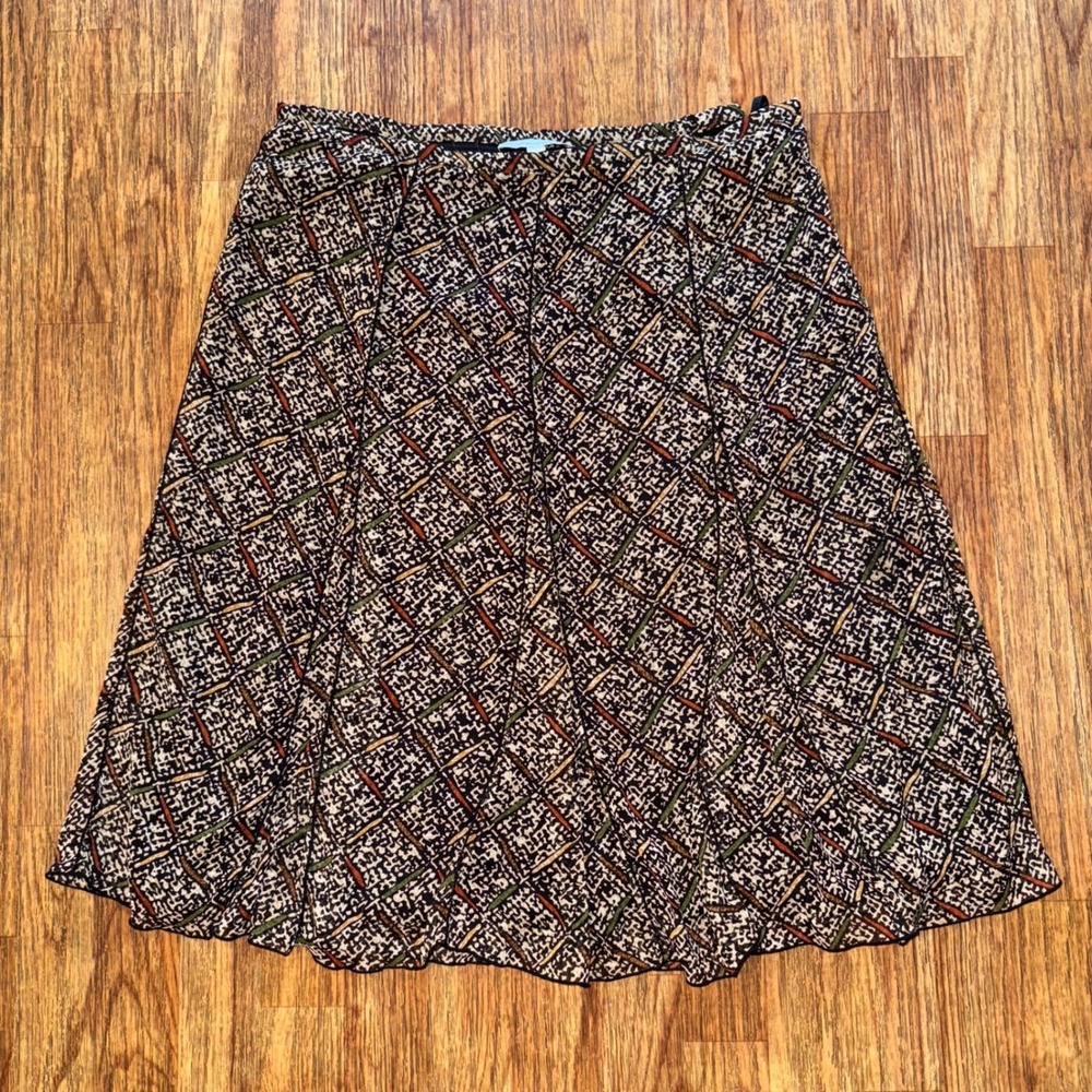 Dressbarn Midi Skirt Y2K Abstract Size 14 Flowy A-Line Boho Print Indie Retro